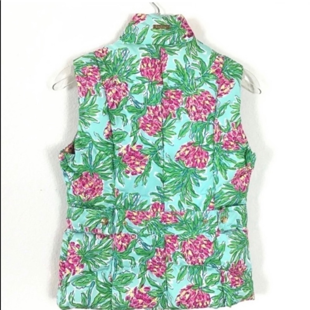 Lilly Pulitzer Vest Jacket Puffer Floral Green Size XS - Picture 2 of 7